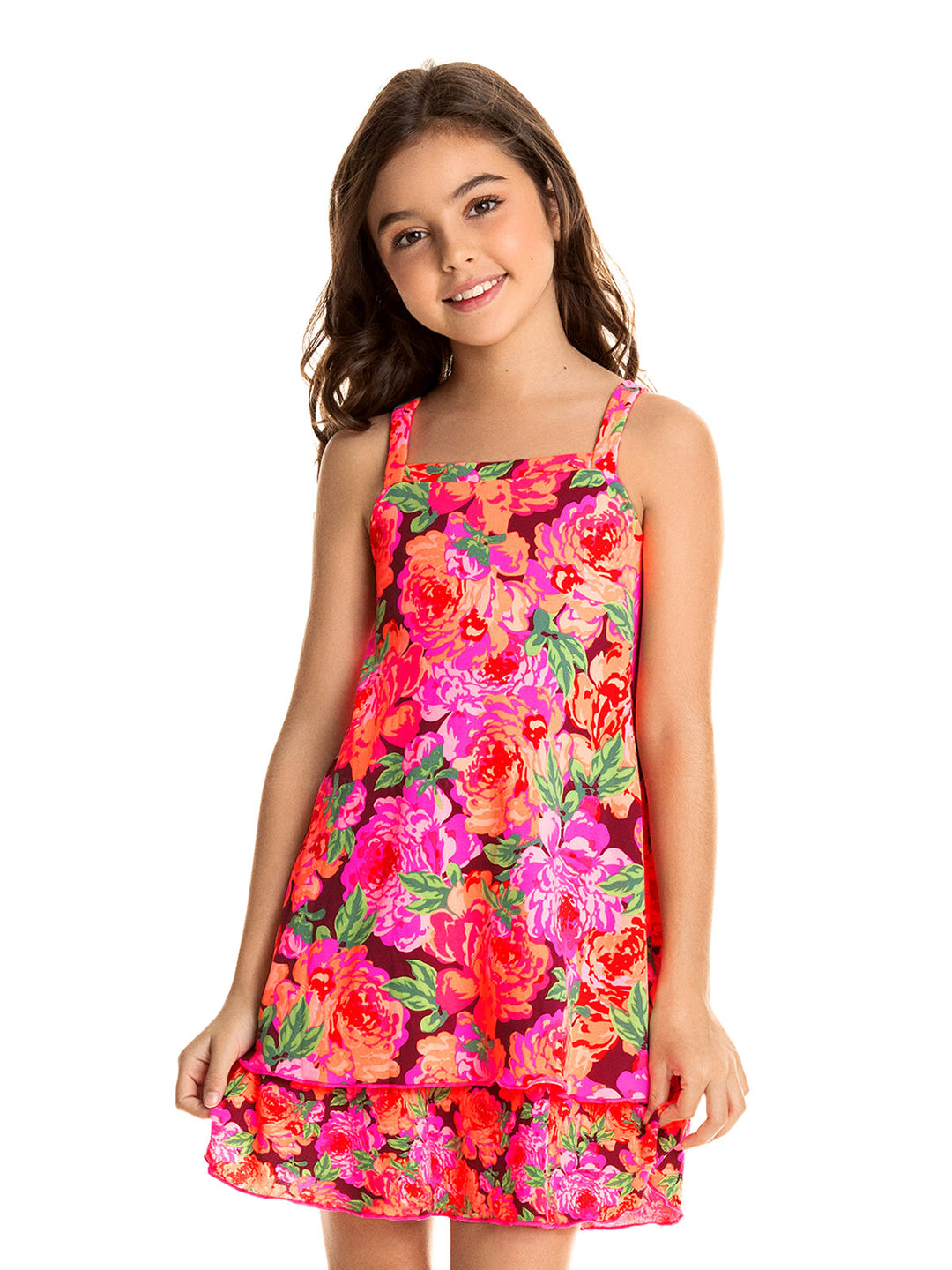 Rose Layered Ruffled Hem Sleeveless Red Dress Rose Layered Ruffled Hem Sleeveless Red Dress