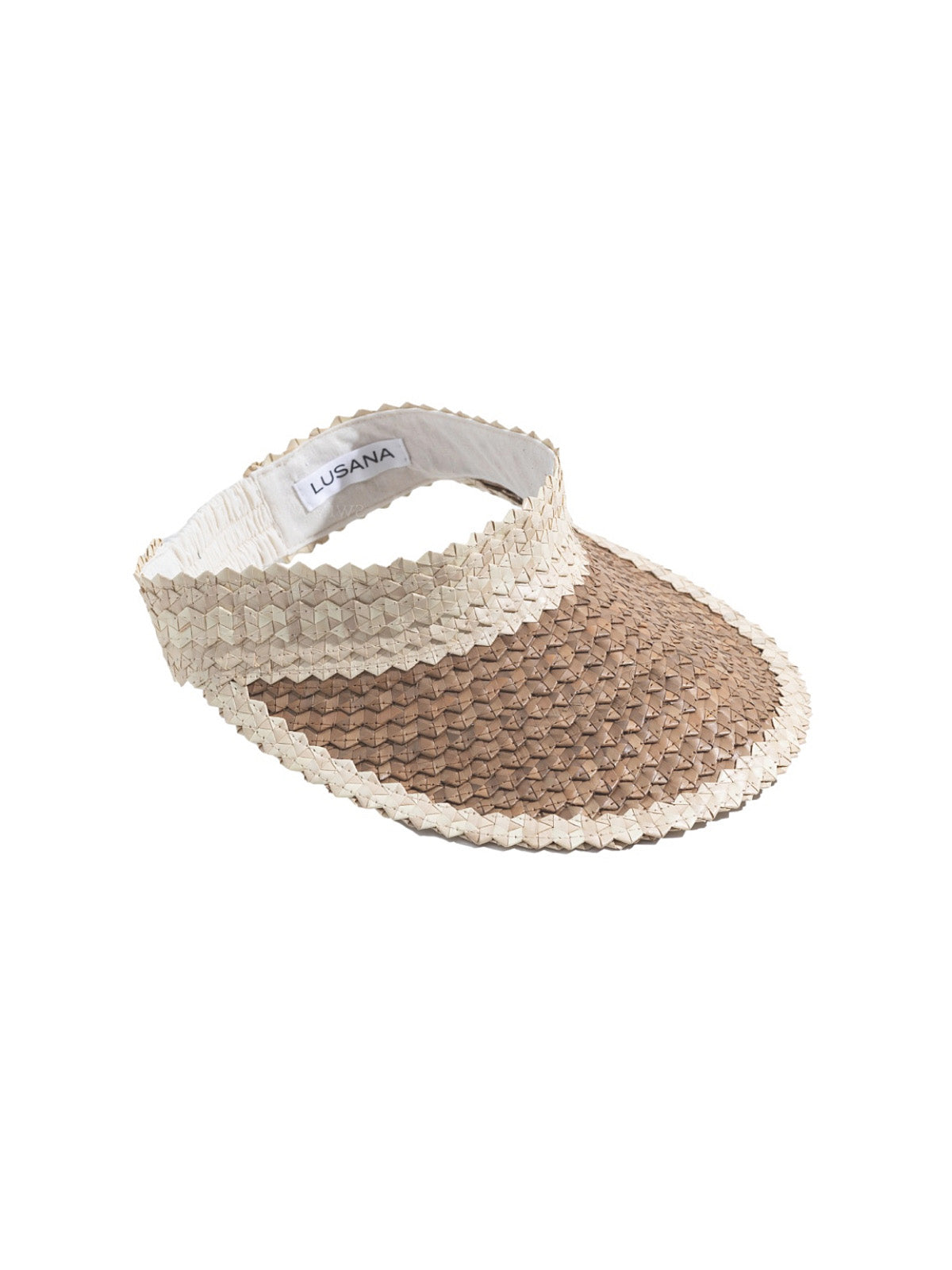 Lusana: Banded Baha Visor Off White-Brown