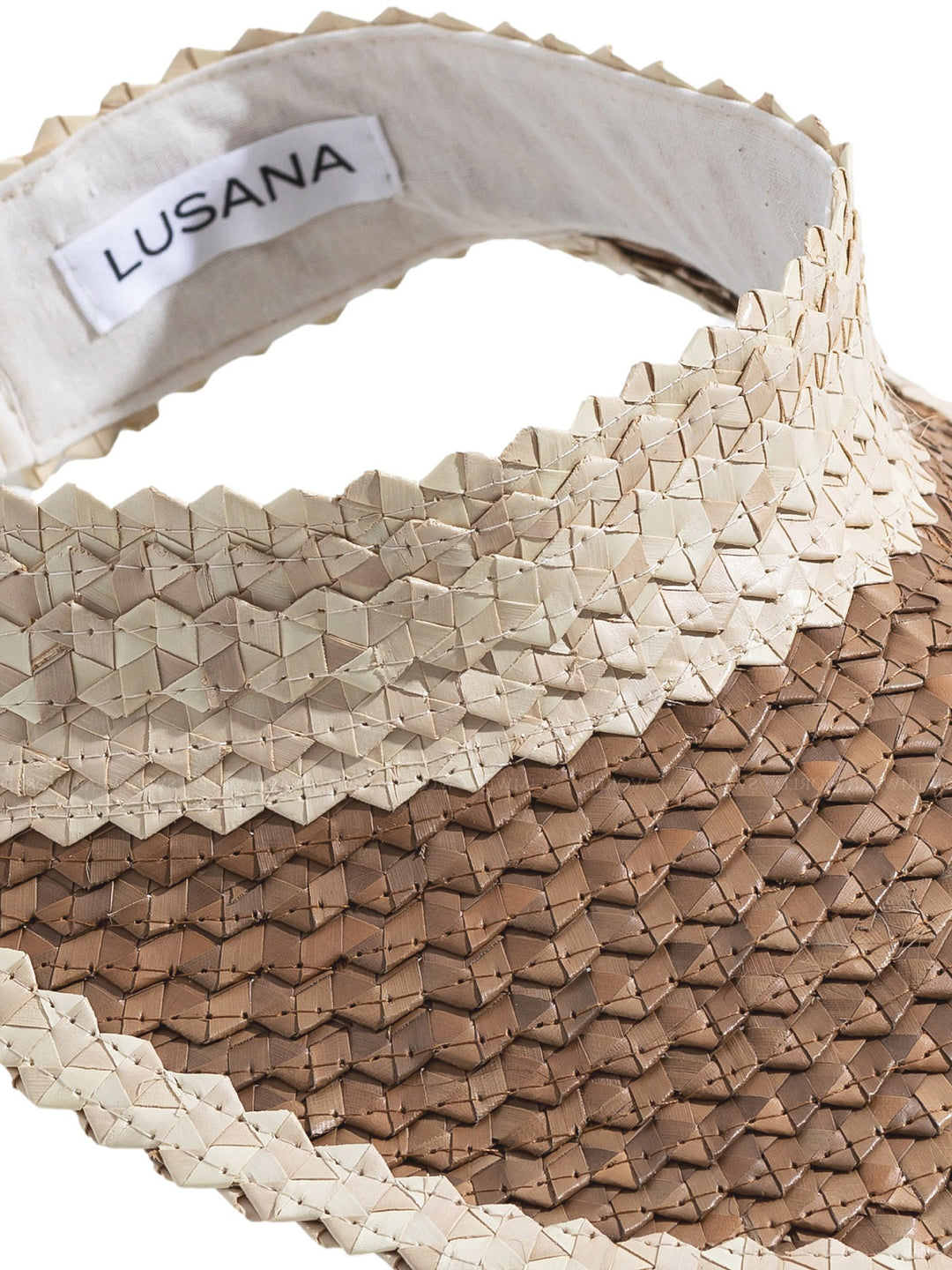 Lusana: Banded Baha Visor Off White-Brown | Swimwear World display picture 2