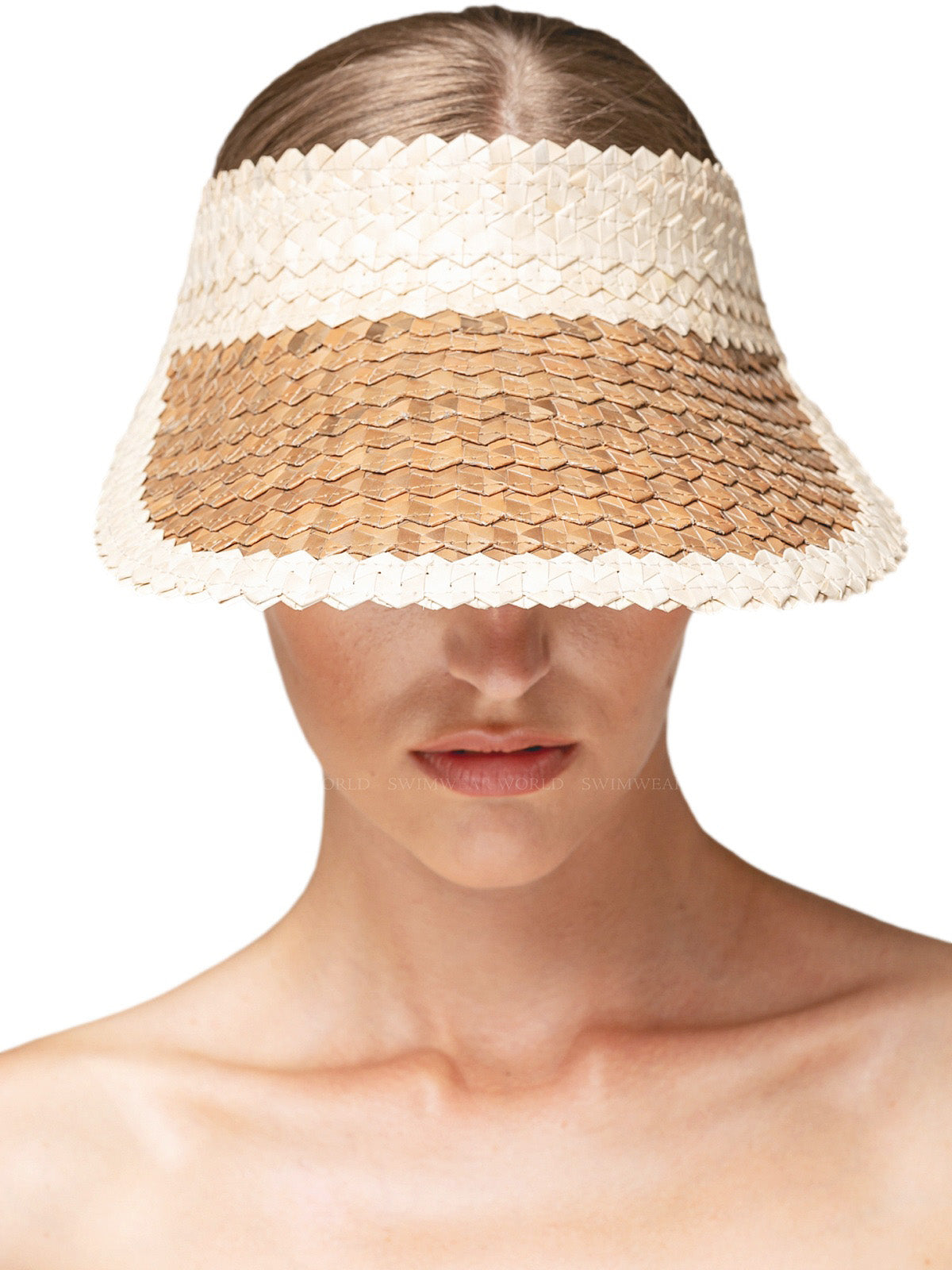 Lusana: Banded Baha Visor Off White-Brown (BBAHOBR-BOWB) – Swimwear World Lusana: Banded Baha Visor Off White-Brown (BBAHOBR-BOWB) – Swimwear World