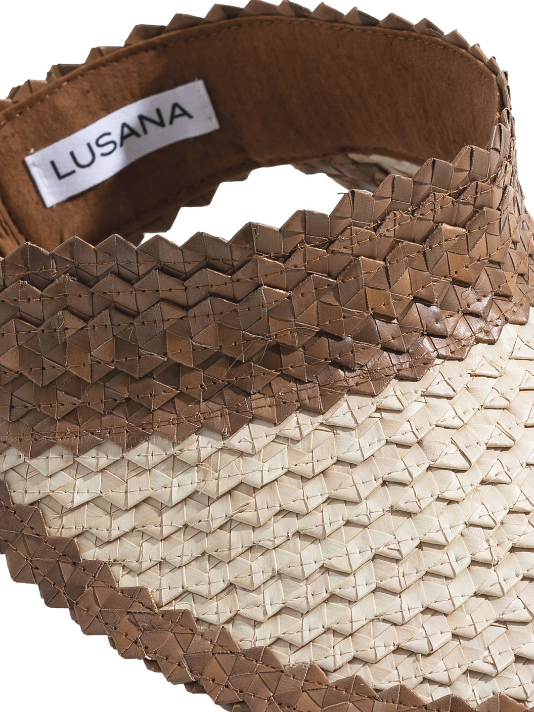 Lusana: Banded Baha Visor Brown-Off White | Swimwear World display picture 2