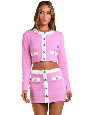 L'Agence: Adeline Cardigan-Coco Skirt (LG5AM52-BLS-LG5AM41-BLS)