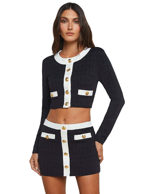 L'Agence: Adeline Cardigan-Coco Skirt (LG5AM52-BLK-LG5AM41-BLK)
