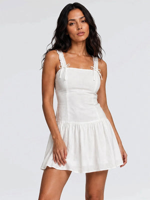 Monlicia Milena Mini Linen Dress in White (MDR001)