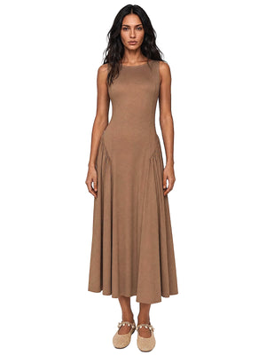 Monlicia Elaris Bodycon Maxi Dress in Beige (MSS26-DR-ELA-250)