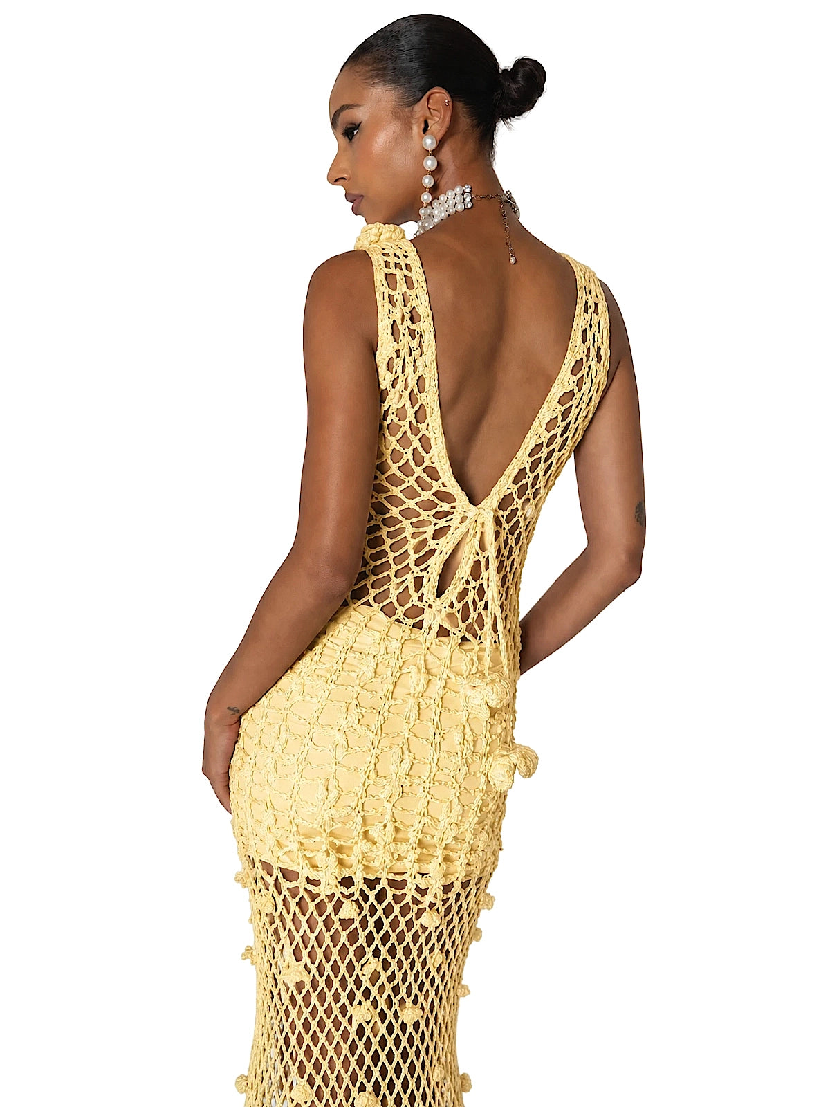 Andreeva: Yellow Cherry Handmade Crochet Maxi Dress (1926)