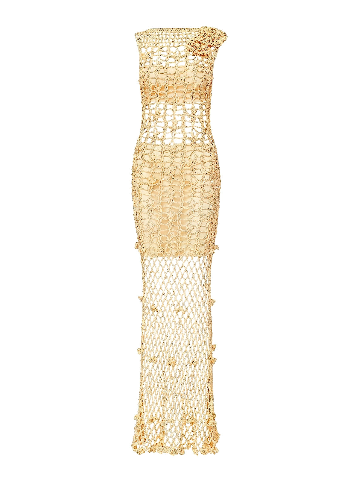 Andreeva: Yellow Cherry Handmade Crochet Maxi Dress (1926)