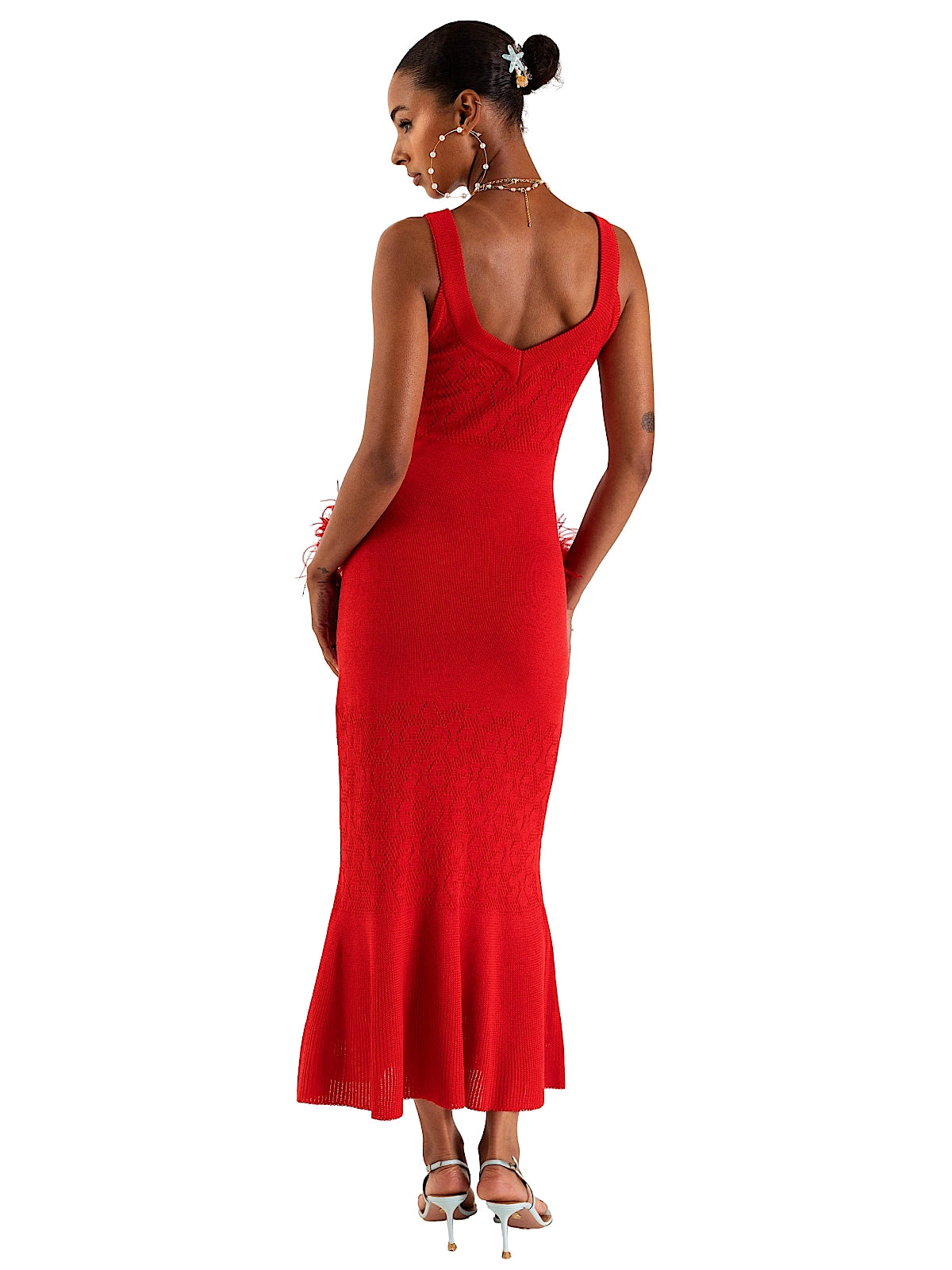 Andreeva: Cherry Knit Dress With Feathers (1426)