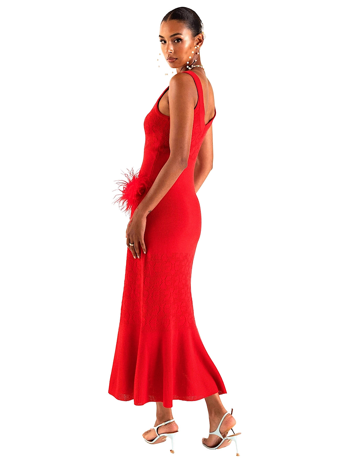 Andreeva: Cherry Knit Dress With Feathers (1426)
