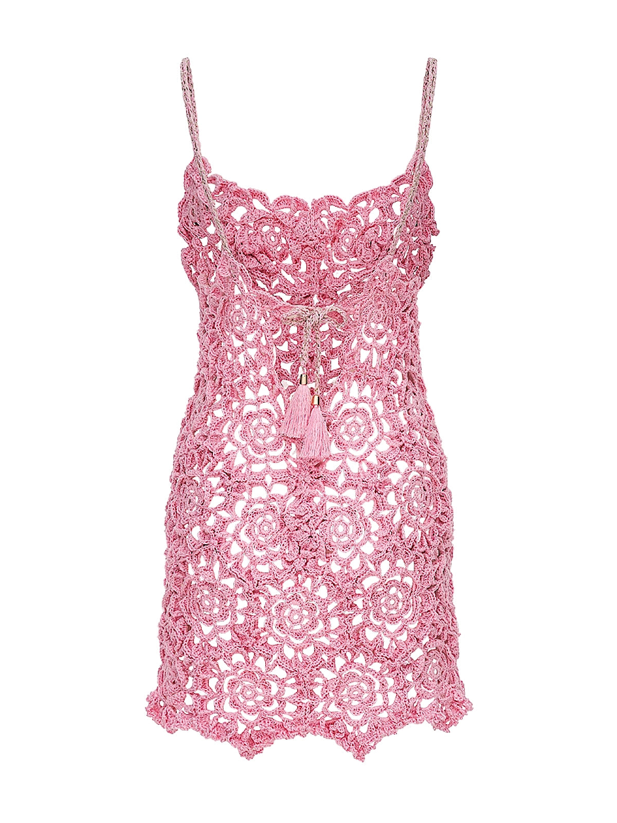 Andreeva: Pink Pearl Handmade Crochet Mini Dress (1126)