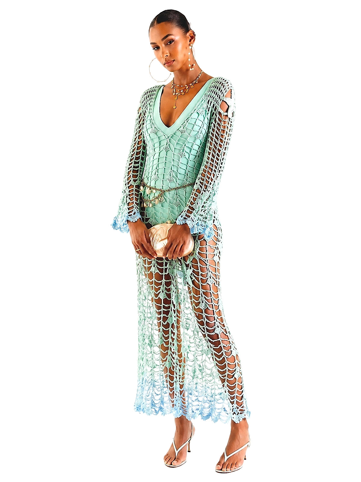 Andreeva: Aqua Marine Handmade Maxi Cover-Up (0626)
