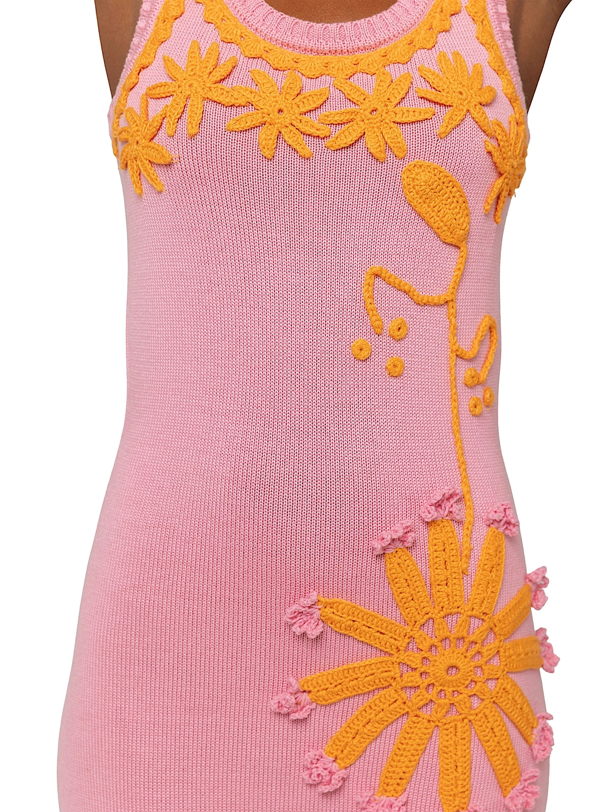 Andreeva: Golden Daisy Knit Dress With Handmade Embroidery (26021)