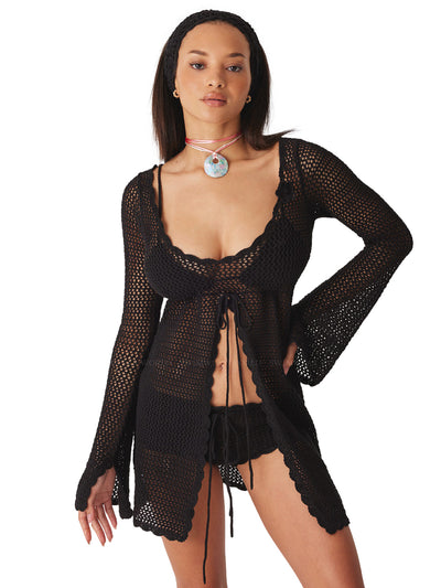 Frankies Bikinis: Collette Crochet Tunic (33103CH-BLK)