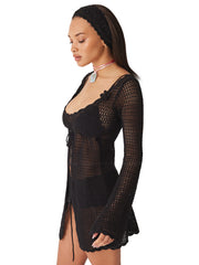 Frankies Bikinis: Collette Crochet Tunic (33103CH-BLK)