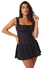 Frankies Bikinis: Christa Gauze Dress (20121CG-BLK)