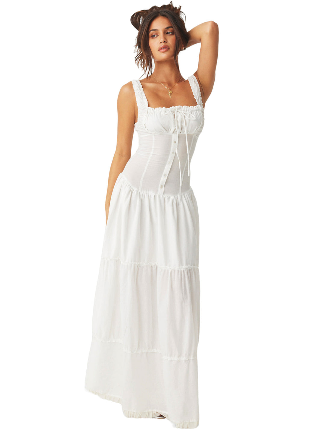 fitted lace wedding dress Christabelle Ruffle Maxi Dress main image 1