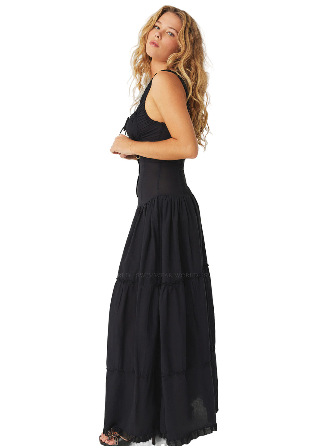 Frankies Bikinis: Christabelle Ruffle Maxi Dress (20295CG-BLK) – Swimwear  World