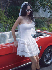 Frankies Bikinis: Day Princess Poplin Dress (20146SP-WHT)