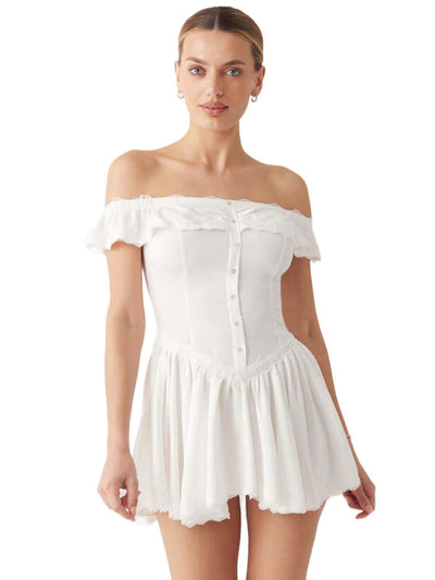 Frankies Bikinis: Charli Crepe Dress (20143CP-WHT)