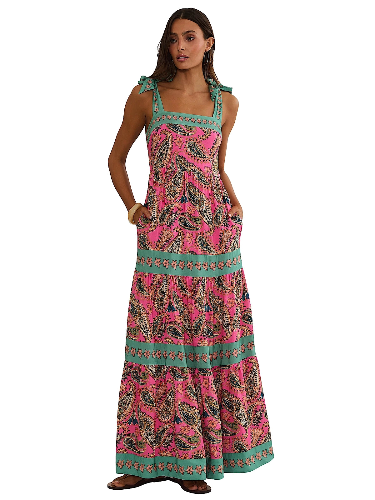 beach riot floral maxi dress Charlotte Capri Soleil Paisley, XL / Capri Soleil Paisley Size_42 Buy Friends Like These Color:Lemon Yellow Plaid Smocked bodice