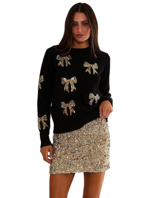 Beach Riot: Jolene Sweater-Trixie Skirt (BR71281RX-BLK-BR46665R4-GOLP)