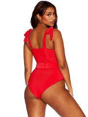 Beach Riot: Sydney Belted One Piece (BR8042C-RED)