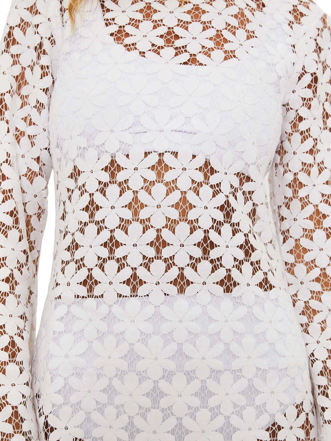 ★RAIVE★ Lace Long Onepiece in White VW4SO20001 Revel Long-Sleeve Lace Jumpsuit