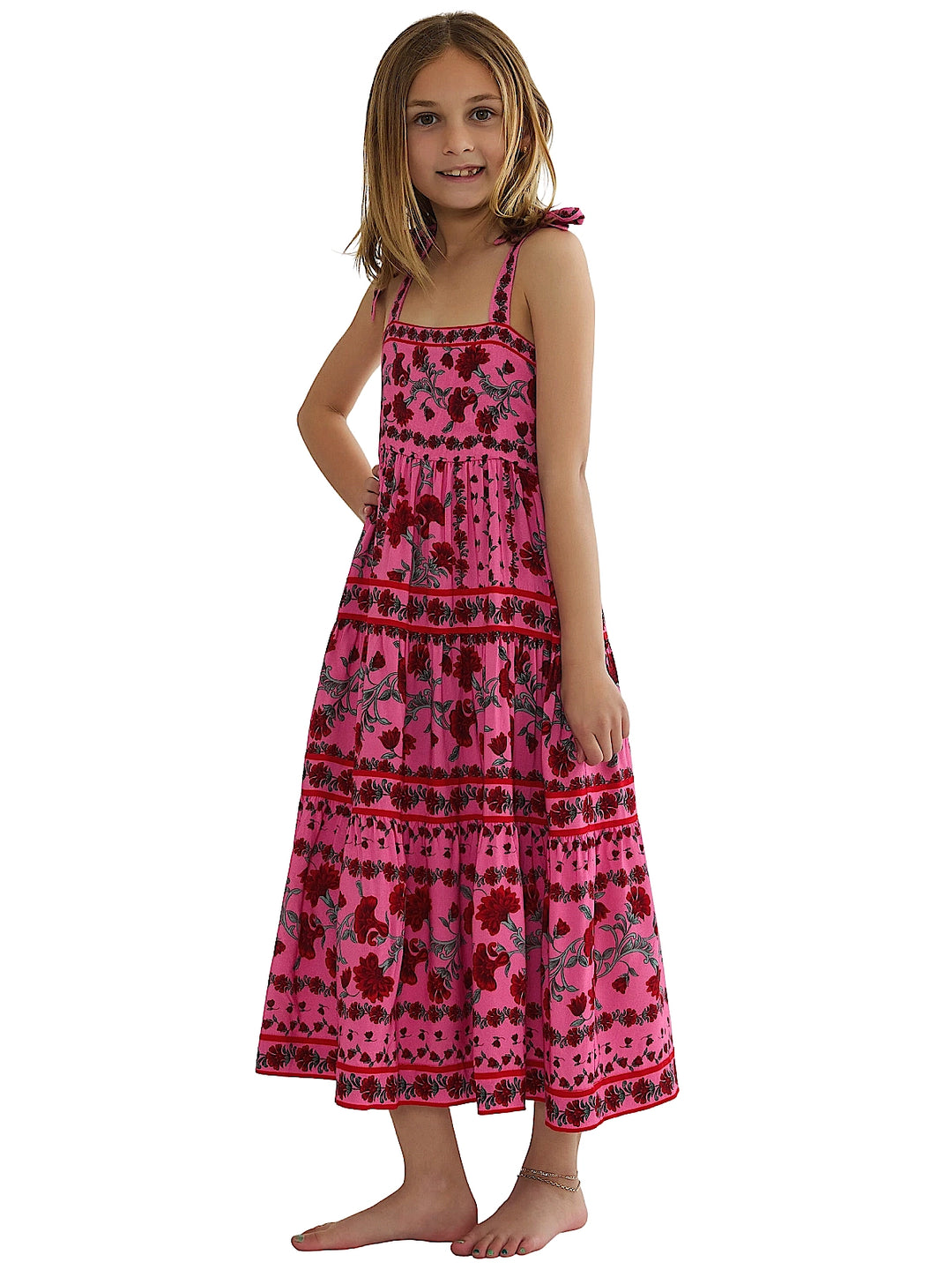 beach dress kids Toddler Girls' Sun Dresses Floral Print Summer Dress With Adjustable Ties  Beach Size 1-6T