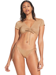Vitamin A: Gemma Ruched Crop-Elle Tie Side Bikini (2360T-GOG-70NB-GOG)