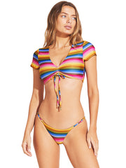 Vitamin A: Gemma Ruched Crop-Moss Adj Side String Bikini (2360T-RBS-2370B-RBS)