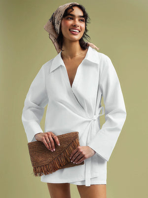 Vitamin A: Elodie Wrap Dress (6129489-WHT)