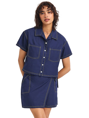 Vitamin A: Ashley Cropped Shirt-Ashley Wrap Skirt (6071289-MDV-6277889-MDV)