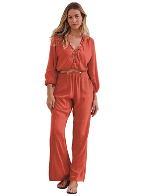 Vix: Ino Detail Long Sleeve Blouse-Miko Detail Pants (407-804-005-469-804-005)