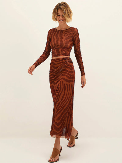 Vix: Mira Long Sleeve Blouse-Amira Long Skirt (VR262124-VR262001)