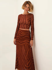 Vix: Mira Long Sleeve Blouse-Amira Long Skirt (VR262124-VR262001)