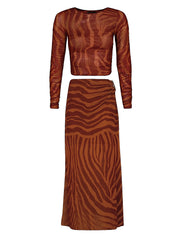Vix: Mira Long Sleeve Blouse-Amira Long Skirt (VR262124-VR262001)