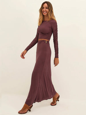 Vix: Mira Long Sleeve Blouse-Amira Long Skirt (VR262042-VR262043)