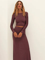 Vix: Mira Long Sleeve Blouse-Amira Long Skirt (VR262042-VR262043)