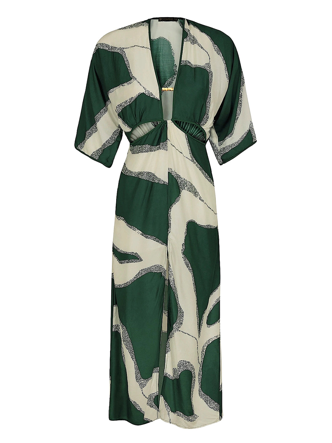 slim fit dress slacks MINKPINK Carrie Blue & Green Watercolor Floral Ruffled Midi Dress main image 1