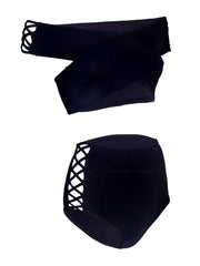 Oye Swimwear: Lucette Lace Up (LUCETTELACEUPT-BLK-LUCETTELACEUPB-BLK)