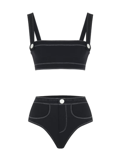 Oye Swimwear: Lavinia Bandeau Bikini (LAVIT-BLK-LAVIB-BLK)