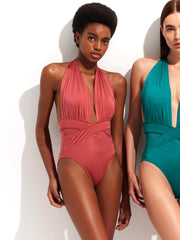 Oye Swimwear: Roman Plunge One Piece (ROMANPO-CANY)