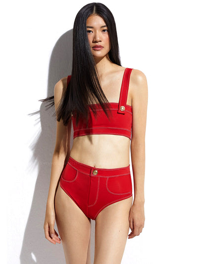 Oye Swimwear: Lavinia Bandeau Bikini (LAVIBT-RED-LAVIBB-RED)