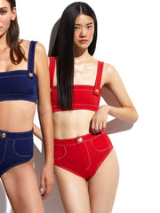 Oye Swimwear: Lavinia Bandeau Bikini (LAVIBT-RED-LAVIBB-RED)
