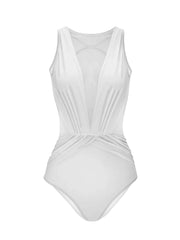 Oye Swimwear: Elvira With Tulle One Piece (ELVIRAWTULLEOP-WHT)