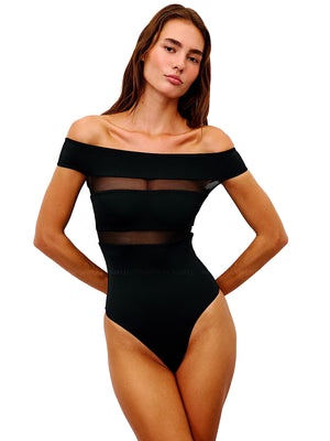 Oye Swimwear: Aria With Tulle One-Piece (ARI-OP-01-BLK)