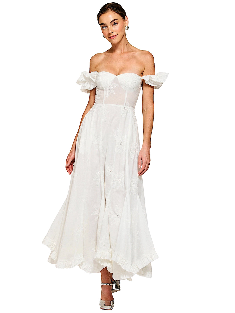 Line and Dot: Emberly Maxi Dress (LD5850Y-100) S Line and Dot: Emberly Maxi Dress (LD5850Y-100) S