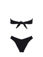 Montce Swim: Black Rib Tori Bandeau Bikini-Black Rib Lulu Bikini (BT060-BB018)
