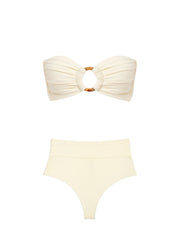 Montce Swim: Tori Bandeau-High Rise Bikini (TORIB-CREAM-HIGH-CREAM)