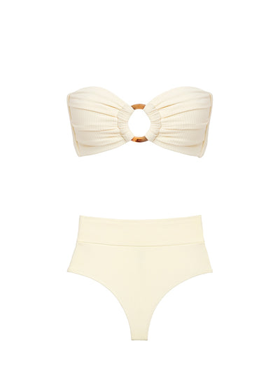 Montce Swim: Tori Bandeau-High Rise Bikini (TORIB-CREAM-HIGH-CREAM)